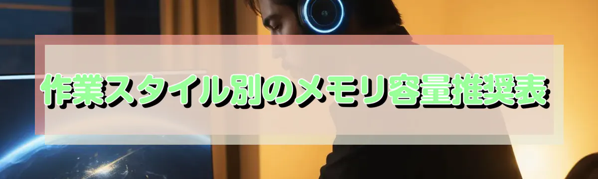 作業スタイル別のメモリ容量推奨表